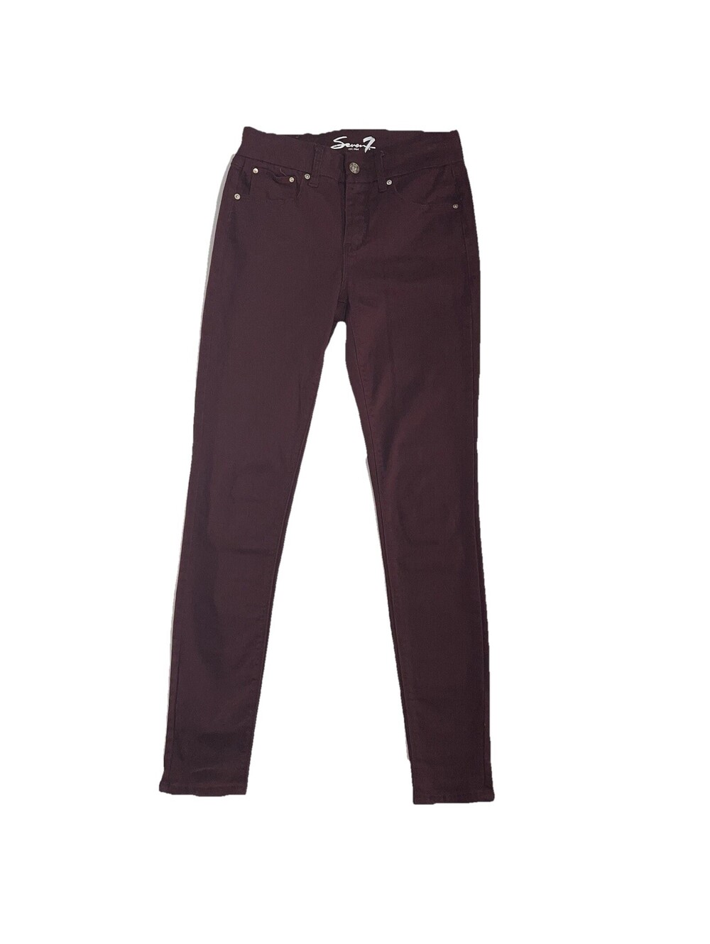 Seven7 Tummy Less Skinny Jeans Women 4 (29X29) Maroon Denim High Rise Stretch
